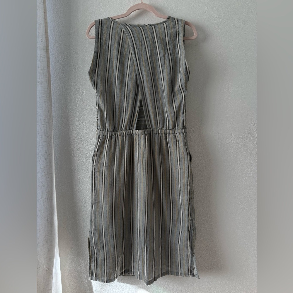 PrAna Ecotropics Dress Gray Stellar Stripe Organic Cotton Size Small Cut Out - Picture 4 of 12